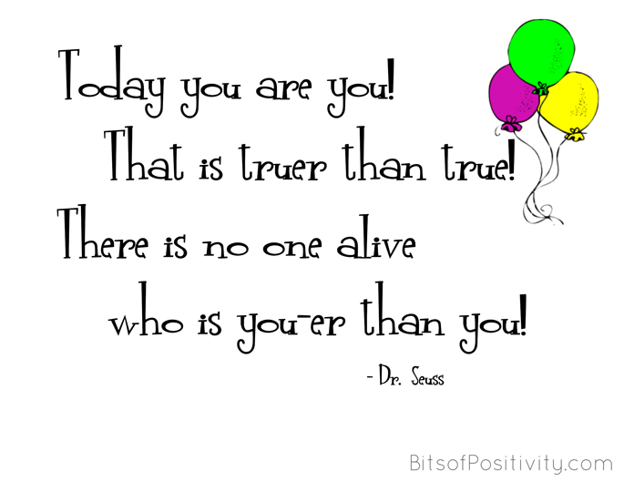 "Today You Are You" Dr. Seuss Inspired Word Art Freebie