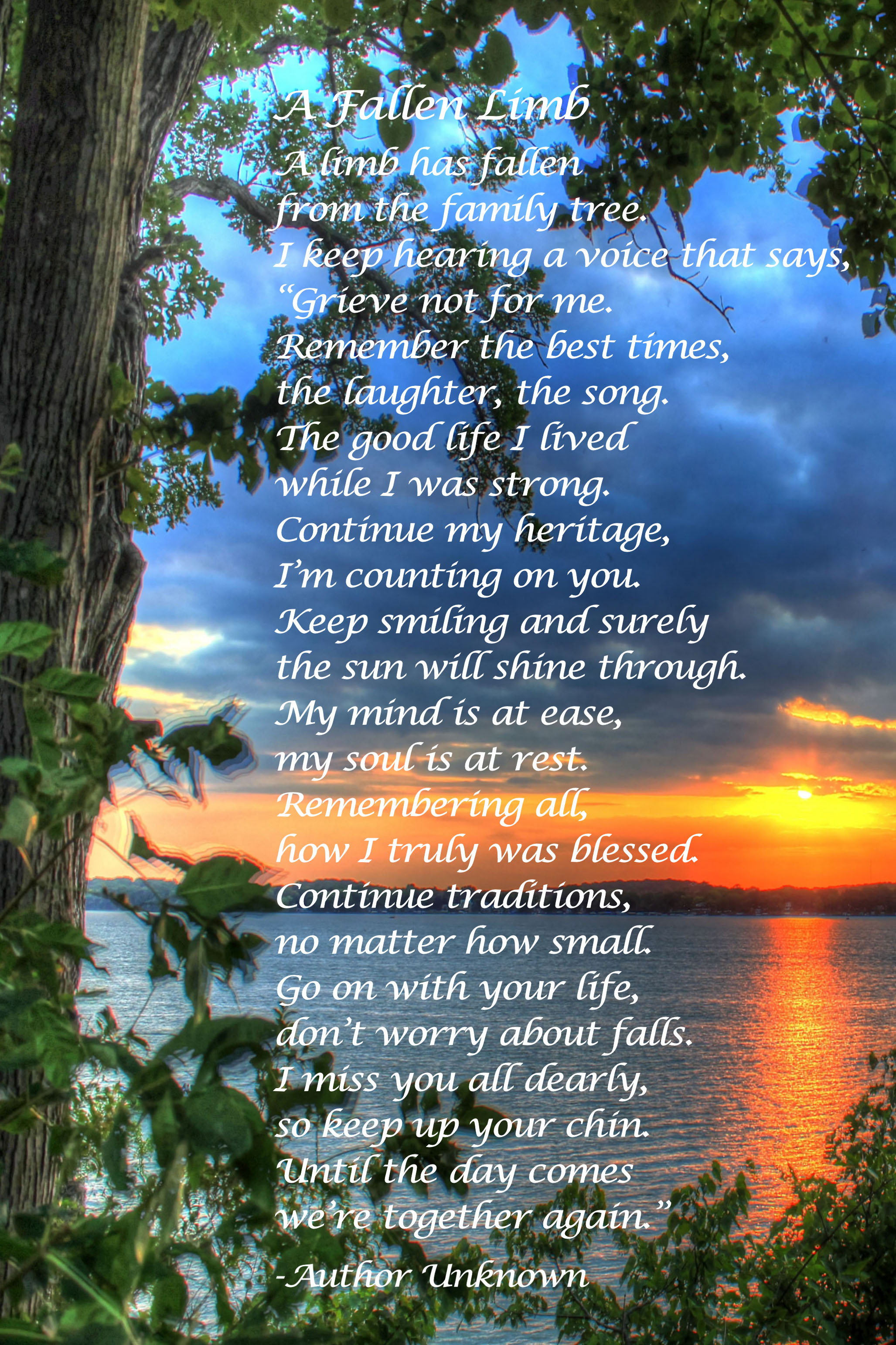 A Fallen Limb Free Printable Poem Memorial Poem Bits Of Positivity   DChitwood AFallenLimb 