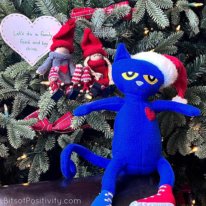 The Kindness Elves and Pete the Cat Suggesting a Family Food and Toy Drive