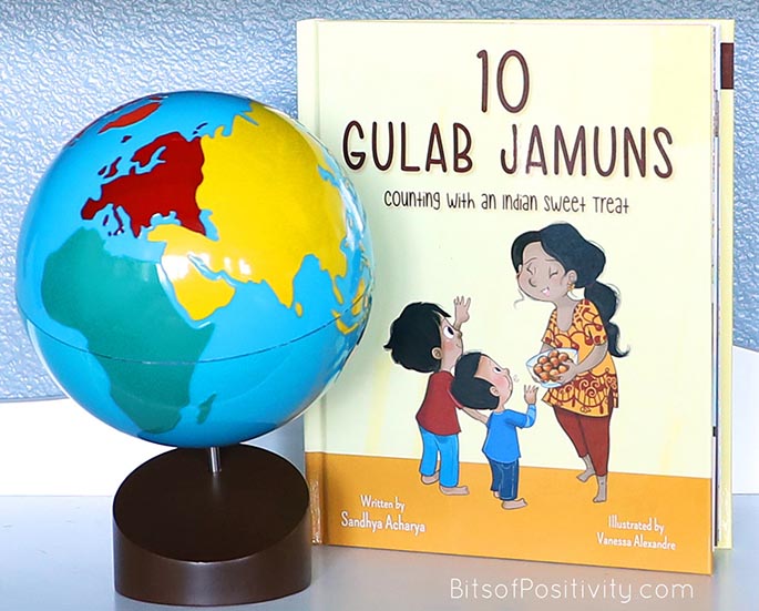 10 Gulab Jamuns with Montessori Continents Globe
